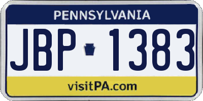 PA license plate JBP1383