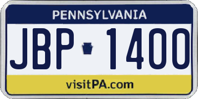 PA license plate JBP1400
