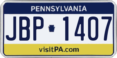 PA license plate JBP1407