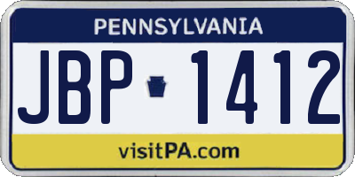 PA license plate JBP1412
