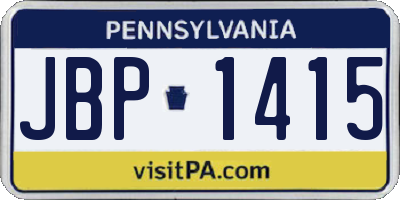 PA license plate JBP1415