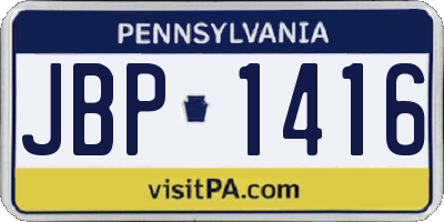 PA license plate JBP1416