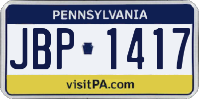 PA license plate JBP1417