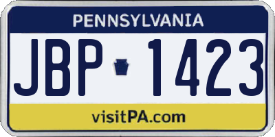 PA license plate JBP1423