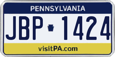 PA license plate JBP1424