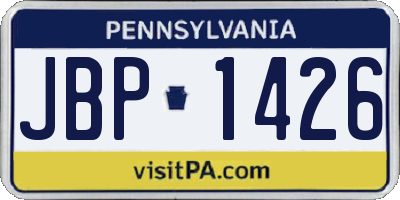 PA license plate JBP1426