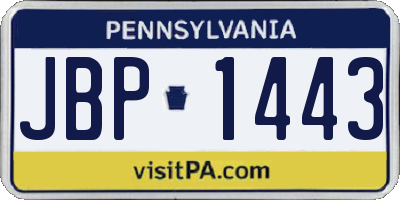 PA license plate JBP1443