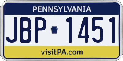 PA license plate JBP1451