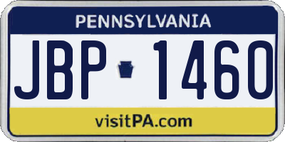 PA license plate JBP1460