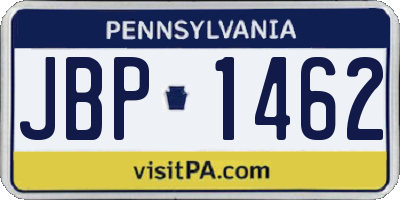 PA license plate JBP1462