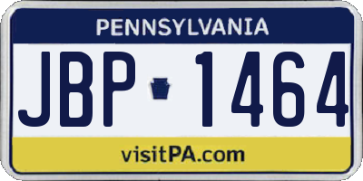PA license plate JBP1464
