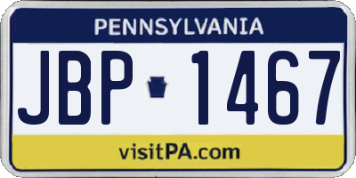 PA license plate JBP1467
