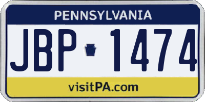 PA license plate JBP1474