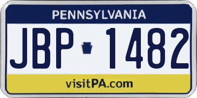 PA license plate JBP1482