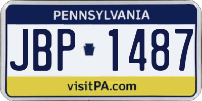 PA license plate JBP1487