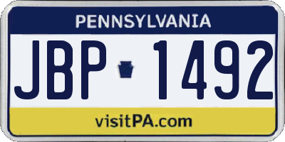 PA license plate JBP1492