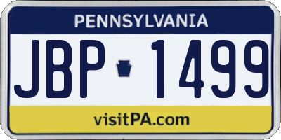 PA license plate JBP1499
