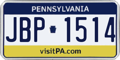 PA license plate JBP1514