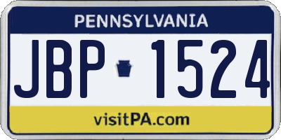 PA license plate JBP1524