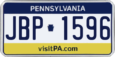 PA license plate JBP1596