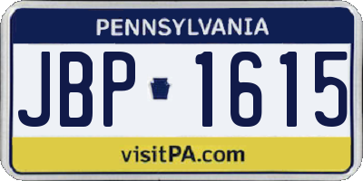PA license plate JBP1615