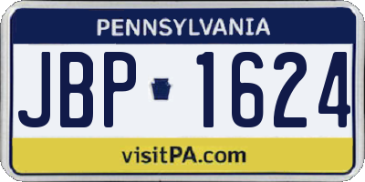 PA license plate JBP1624