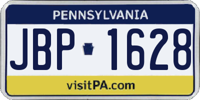 PA license plate JBP1628