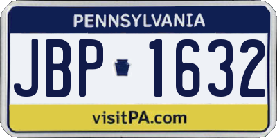PA license plate JBP1632