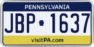PA license plate JBP1637