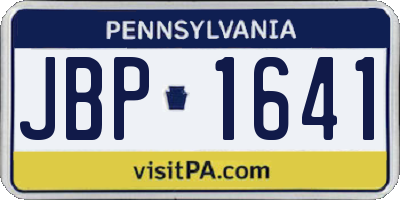 PA license plate JBP1641