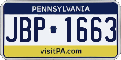 PA license plate JBP1663