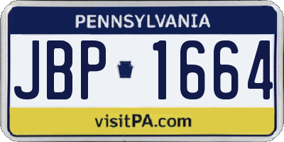 PA license plate JBP1664