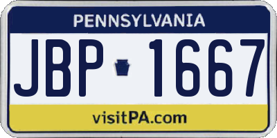 PA license plate JBP1667
