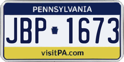 PA license plate JBP1673