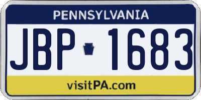 PA license plate JBP1683
