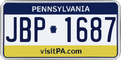 PA license plate JBP1687