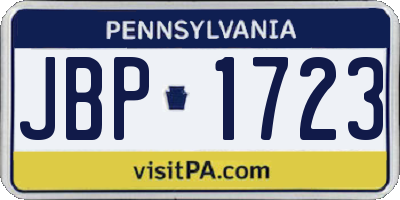 PA license plate JBP1723