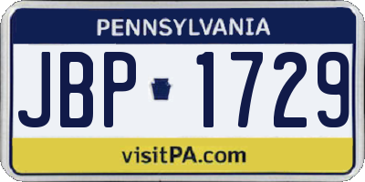 PA license plate JBP1729