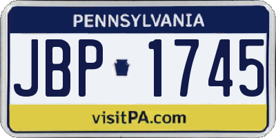 PA license plate JBP1745