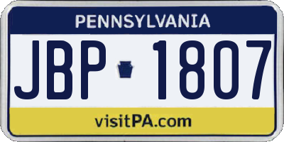 PA license plate JBP1807