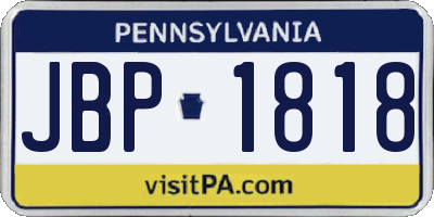 PA license plate JBP1818