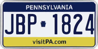 PA license plate JBP1824