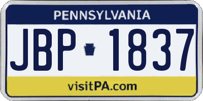 PA license plate JBP1837