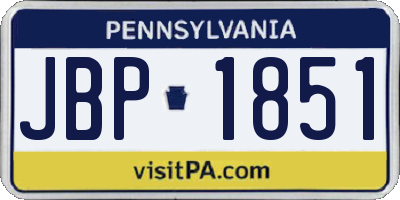 PA license plate JBP1851