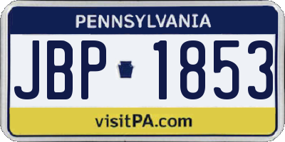 PA license plate JBP1853