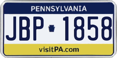 PA license plate JBP1858