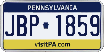 PA license plate JBP1859