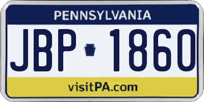 PA license plate JBP1860