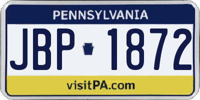 PA license plate JBP1872
