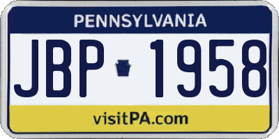PA license plate JBP1958